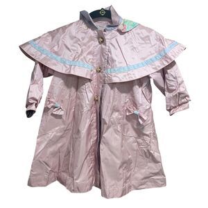 Rothschild Girls Vintage Cottagecore Pink Floral Interior Hooded Raincoat 3T